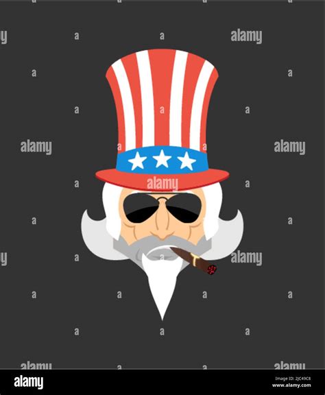 Uncle Sam Cool Serious Avatar Of Emotions Man Smoking Cigar Emoji