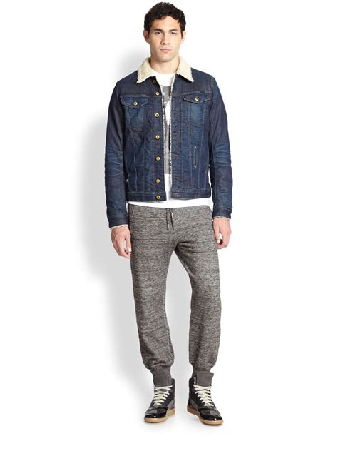 Lyst Diesel Faux Shearling Lined Denim Jacket In Blue For Men