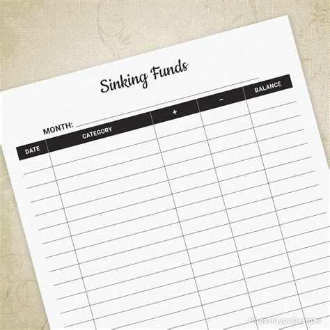 sinking funds tracker printable moderntype designs