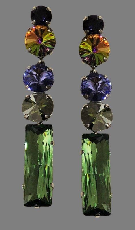 Long Multicolor Crystal Earrings Jewellery Kaleidoscope