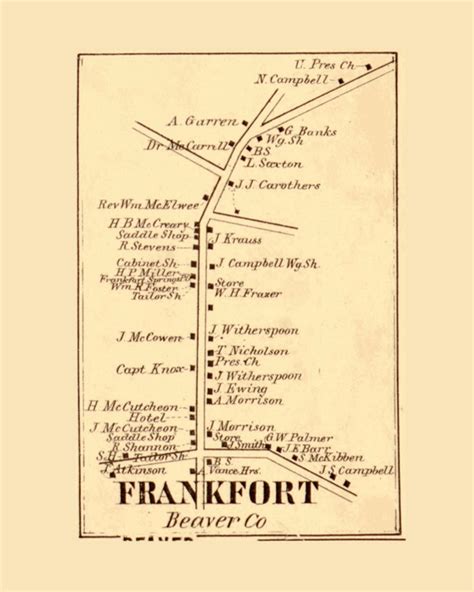 Frankfort Village Hanover Township Pennsylvania 1860 Old Town Map Custom Print Lawrence