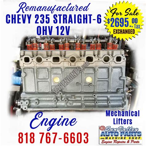 Remanufactured Chevy 235 Engine Sale Straight 6