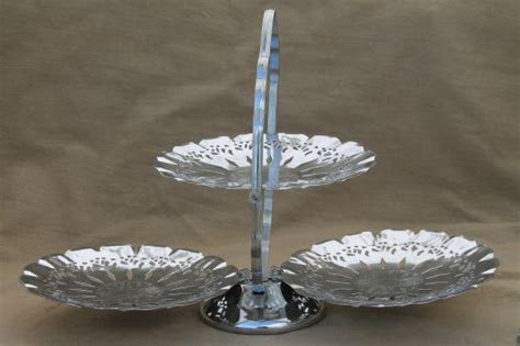 Vintage Silver Chrome Tea Table Serving Pieces Sandwich Trays Butter