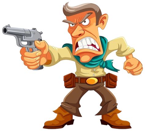 Premium Vector | Furious cowboy with gun a cartoon character