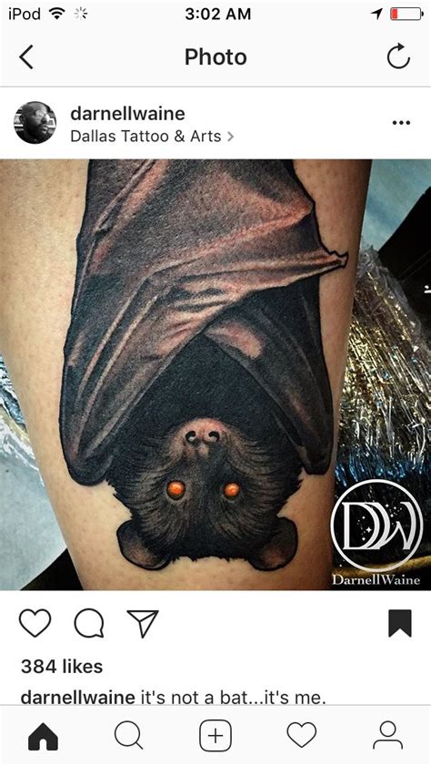 A Tattoo With An Image Of A Bat On It S Arm And The Caption That Says