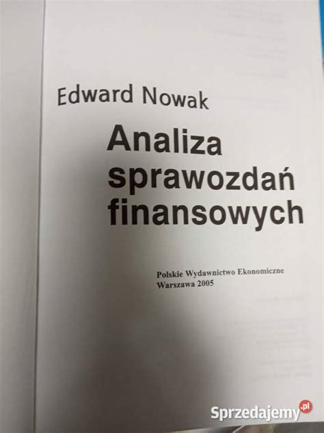 Analiza Sprawozda Finansowych Nowak Studia Ksi Garnia Warszawa