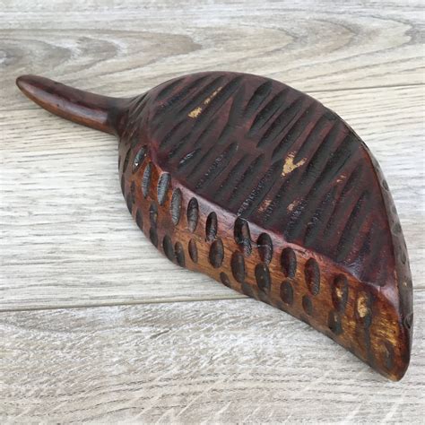 Vintage Wooden Leaf Shaped Bowls Two Piece Hand Carved Solid Etsy