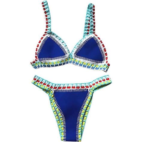 Maillot de bain Bikini Sexy Femme 2 Pieces Tricoté Triangle Crochet