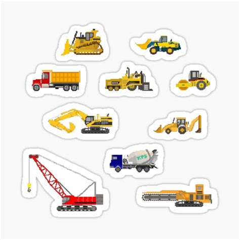 Construction Trucks Decals REUSABLE Decals, SIXTEEN FEET of Roadway ...