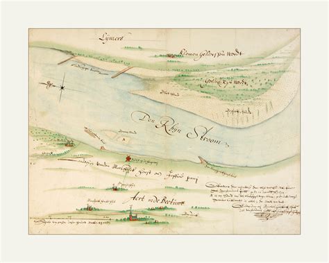 Historische Kaart Oude Rijn Bij Aerdt Frisius