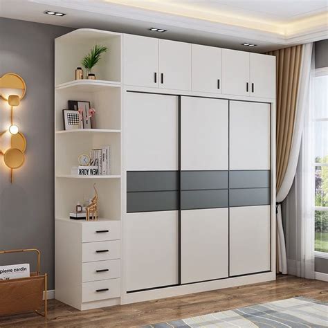 Sliding Door Wardrobe Modern Simple Overall Woodes Warna Eksterior