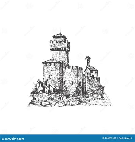 Medieval Tower Drawing