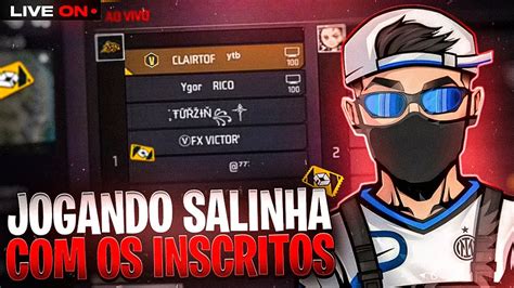 LIVE ON JOGANDO FREE FIRE SALINHA OS INSCRITOS CLAIRTOF AO