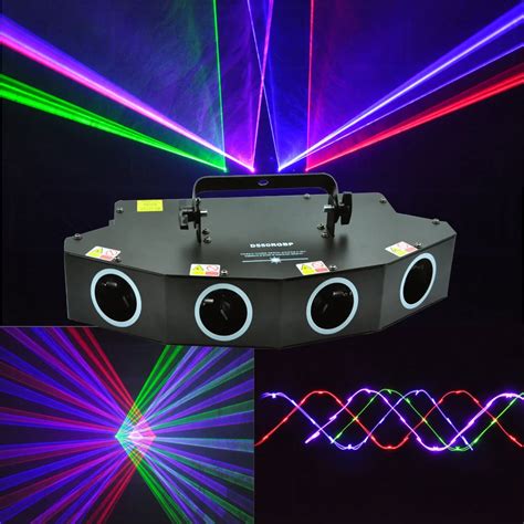 New 4 lens 550mW RGBP LED Laser Light DMX Laser Beam Effect Projector ...