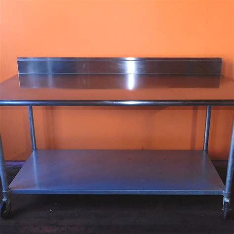 72 X 36 Stainless Steel Table With Backsplash Casters Trec