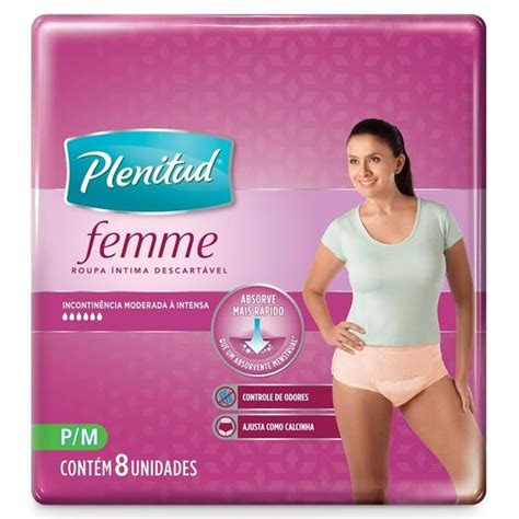 Roupa Íntima Descartável Plenitud Femme Tamanho P M 8 Unidades