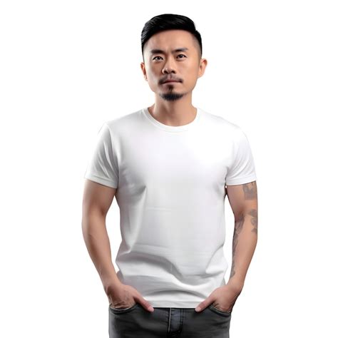 Free Psd Portrait Of Handsome Asian Man In White T Shirt Isolated On