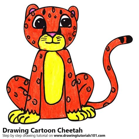 Learn How to Draw a Cartoon Cheetah (Cartoon Animals) Step by Step : Drawing Tutorials