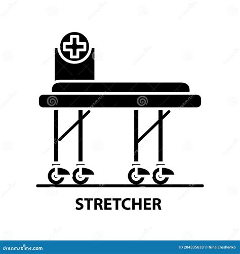 Stretcher Icon Black Vector Sign With Editable Strokes Concept Illustration Stock Illustration