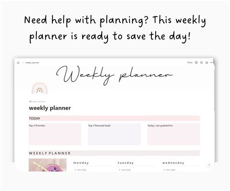 Aesthetic notion template planner for students for weekly planning ...