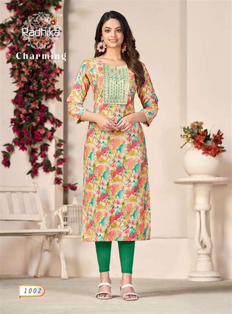 Charming Vol Modal Chanderi With Mirror Work Kurti By Radhika