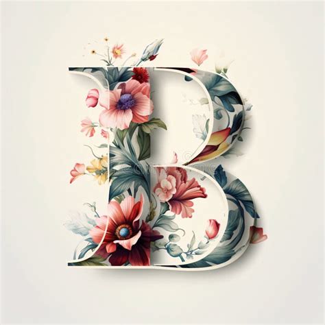 Floral Capital Letter B Uppercase And Lowercase Version Stock