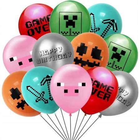 Balony Gumowe Z Nadrukiem Minecraft Piksele 12 Szt DLA