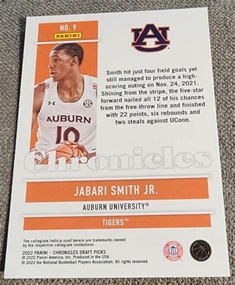 Jabari Smith JR RC 2022 Panini Chronicles Houston Rockets EBay