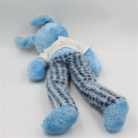 Ancienne Peluche Lapin Bleu Blanc Boulgom University