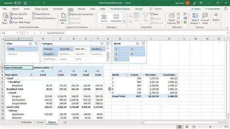 Automating Refresh Microsoft Excel Pivot Tables