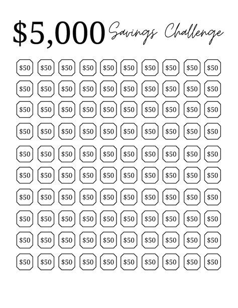 Printable Money Challenge Chart