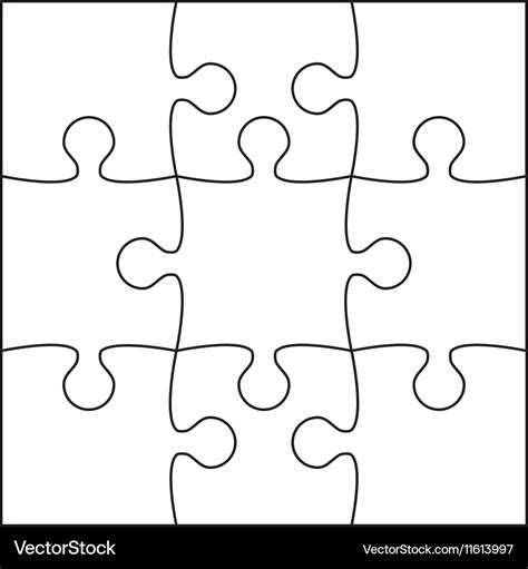 White Puzzles Piece Jigsaw 9 Pieces Royalty Free Vector