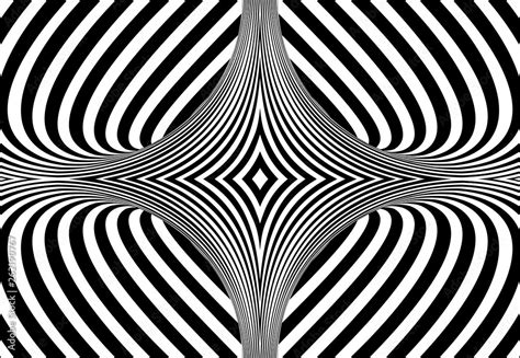 Black and white lines optical illusion. Vector illustration Stock ...