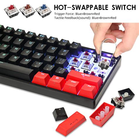 Mua Ussixchare GK61 60 Mechanical Keyboard Hot Swappable RGB Led Gaming Keyboard Linear Red
