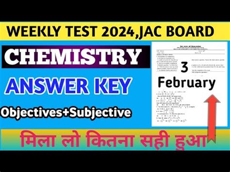 Jac Board Weekly Test Chemistry Answer Key Class Chemistry