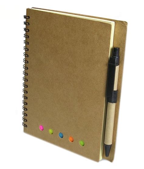 Aptron Eco Friendly Recycled Spiral Notebook With Pen Sticky Sticky