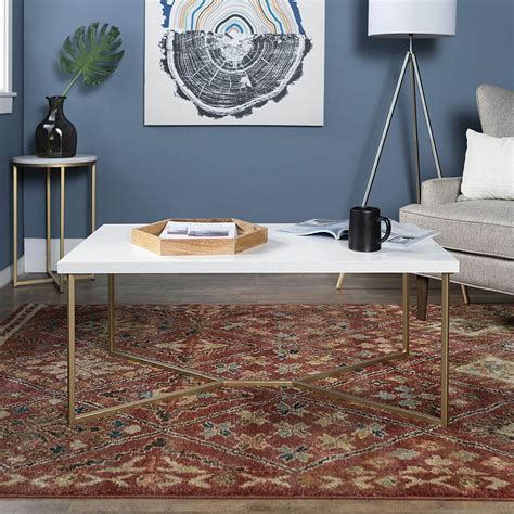 White Marble Gold Rectangle Coffee Table at Jared Clinton blog
