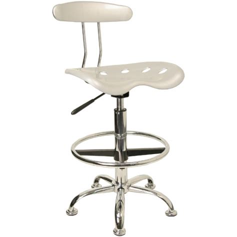 Flash Furniture Vibrant Silver And Chrome Drafting Stool With Tractor