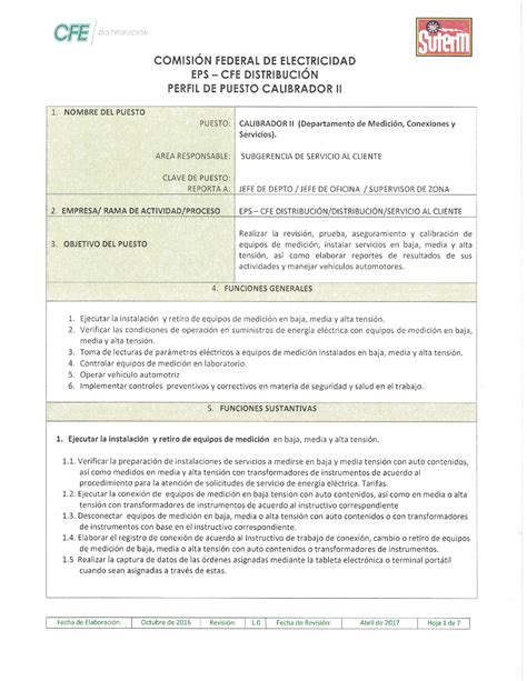 Calibrador II Departamento de Medición Conexiones y Servicios