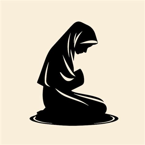 Premium Vector Muslim Woman In Prayer Position Silhouette Of Muslim