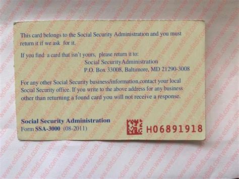 Social Security Card Template Front And Back EDIT SSC