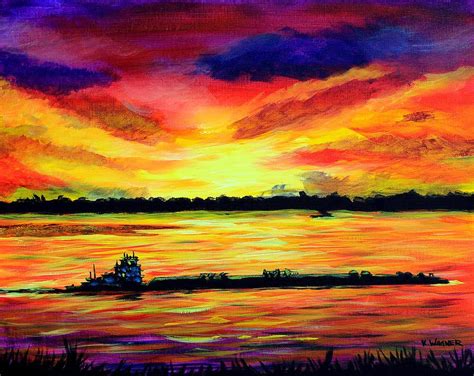 Tugboat On The Mississippi Painting By Karl Wagner Pixels