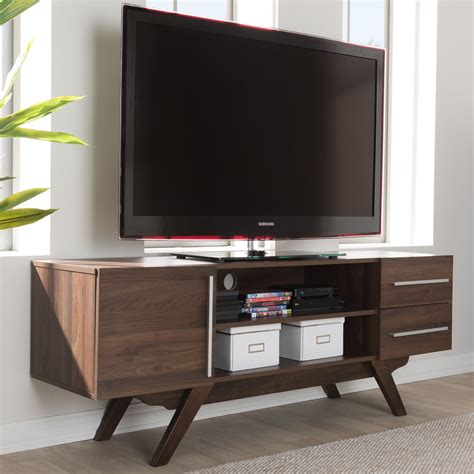 Baxton Studio Ashfield Mid Century Modern Walnut Brown Finished Wood Tv