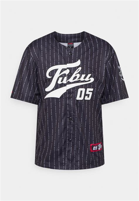 Fubu Varsity Pinstripe Baseball Unisex T Shirt Print Blackschwarz