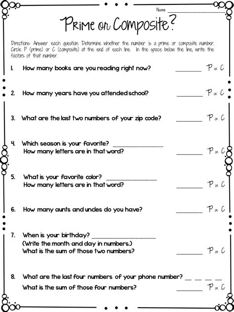 Composite And Prime Numbers Worksheet Grade 4