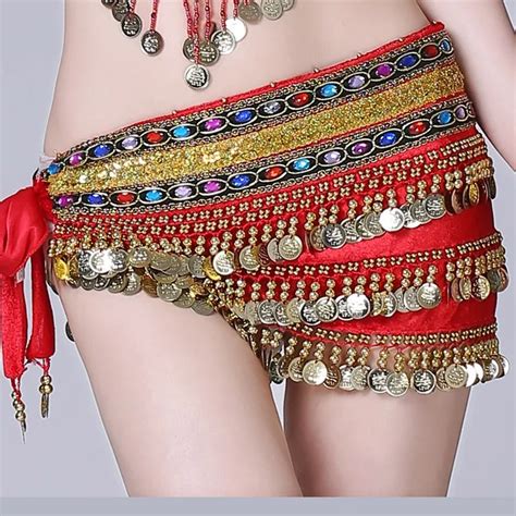 Sexy Bellylady Multi Row 236 Gold Coins Belly Dance Mini Skirt Wrap