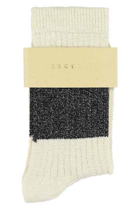 Melange Band Sock Ecru Lurex Black Shopperboard