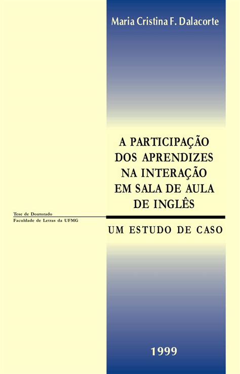 Pdf Na Intera O Em Sala De Aula De Ingls Rea De Concentra O