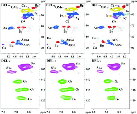 Side Chain And Aromatic Region In The 2D HSQC NMR Spectra Of The DELs