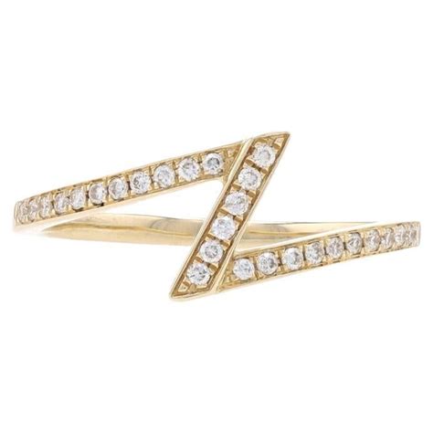 Yellow Gold Diamond Zig Zag Bypass Band 14k Round Brilliant 17ctw